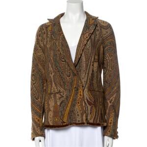 ETRO Wool Silk Blend Paisley Jacquard Blazer Size 46 / US 10 / L